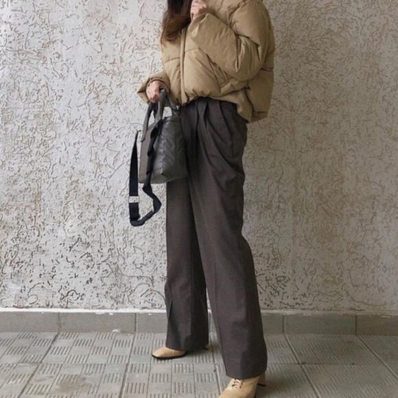 Zara Dad Pants High Rise Wide Leg Trousers Baggy Pleated Pants Medium - Picture 1 of 10